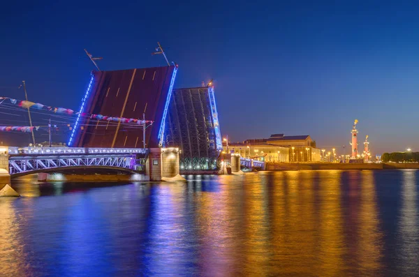 Neva River Open Palace Dvortsovy Bridge Petersburg Russia — Stock Photo, Image