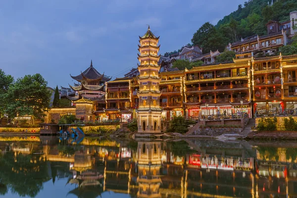 Fenghuang Cina Maggio 2018 Antica Città Fenghuang Tramonto Hunan — Foto Stock