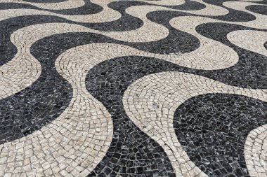 Lizbon 'daki Pavement' te dalga desenleri - mimari arka plan