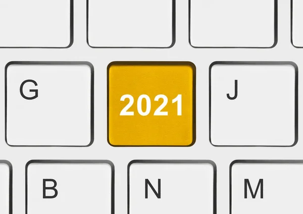 Computer Toetsenbord Met 2021 Toets Vakantie Concept — Stockfoto