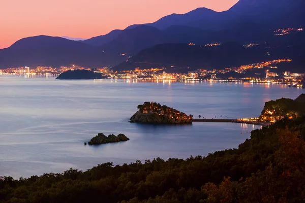 Ostrov Sveti Stefan Černá Hora Architektura Přírodní Zázemí — Stock fotografie