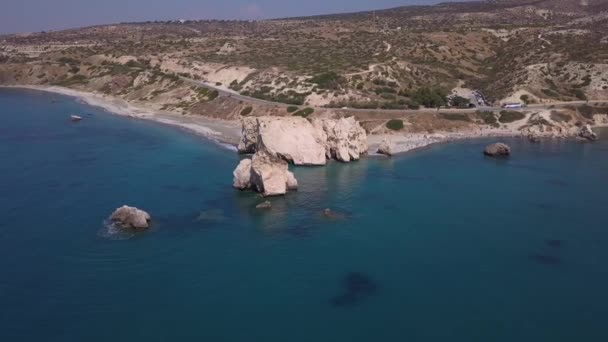 Rocher Aphrodite Paphos Chypre Vue Aérienne — Video