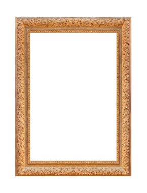 Beyaz arkaplanda izole edilmiş eski ahşap çerçeve