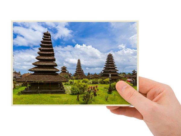 Mano Tempio Besakih Bali Indonesia Mia Foto Isolato Sfondo Bianco — Foto Stock