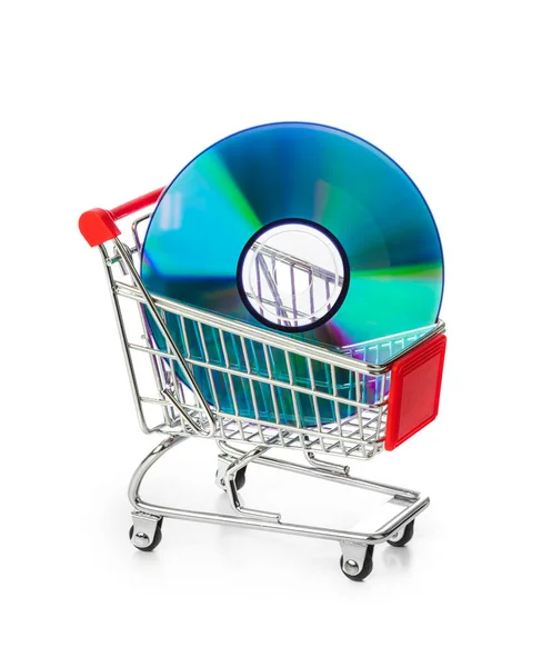 Disk Shopping Cart Isolated White Background — Stock Photo, Image