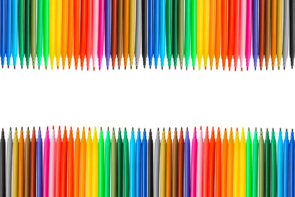 Multicolored Markers Felt Tip Pens Isolated White Background — Stock Photo, Image