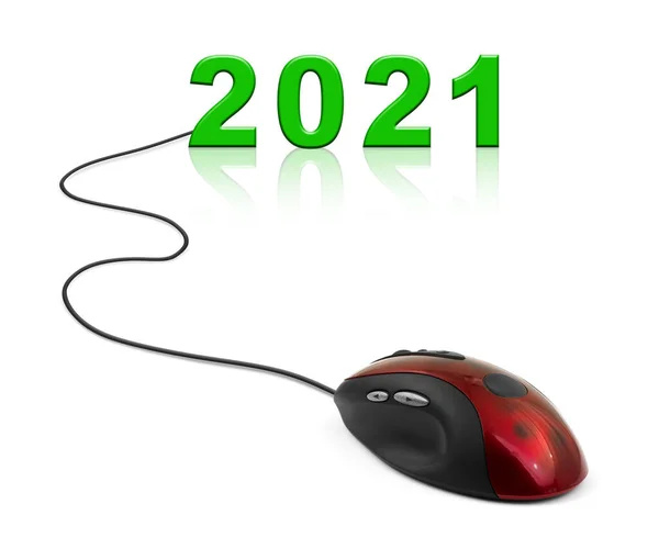 Computer Mouse 2021 New Year Concept — Stock Photo, Image