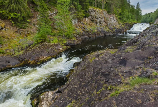 Kivach Waterval Karelië Rusland Natuur Achtergrond — Stockfoto