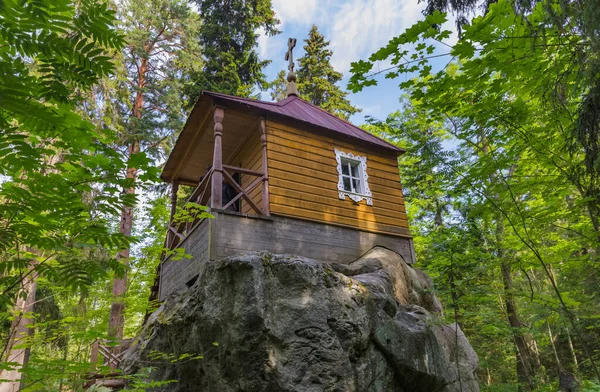 Kaplica Konevskim Klasztorze Wyspie Konevets Nad Jeziorem Ladoga Rosja Tło — Zdjęcie stockowe