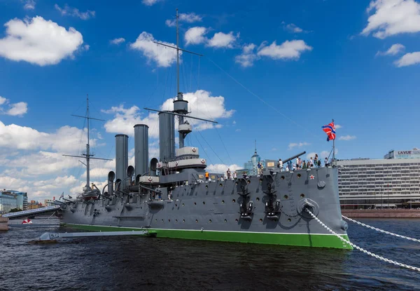 São Petersburgo Rússia Julho 2020 Navio Museu Cruzador Aurora Rio — Fotografia de Stock