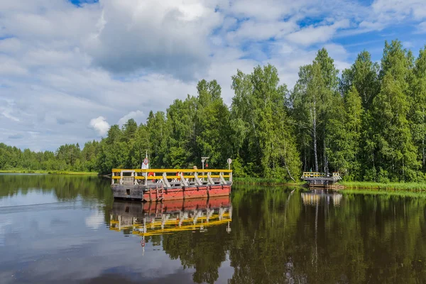 Färja Byn Mandrogi Ryssland Arkitektur Bakgrund — Stockfoto