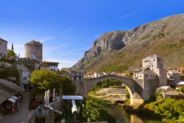 Ponte Vecchio Mostar Bosnia Erzegovina Architettura Viaggi Sfondo — Foto Stock