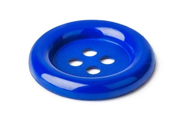 Botón Azul Aislado Sobre Fondo Blanco — Foto de Stock