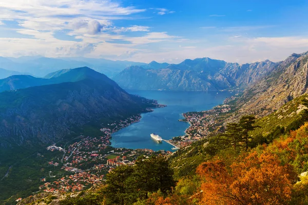 Kotor Bay Sunset Černá Hora Příroda Architektonické Zázemí — Stock fotografie