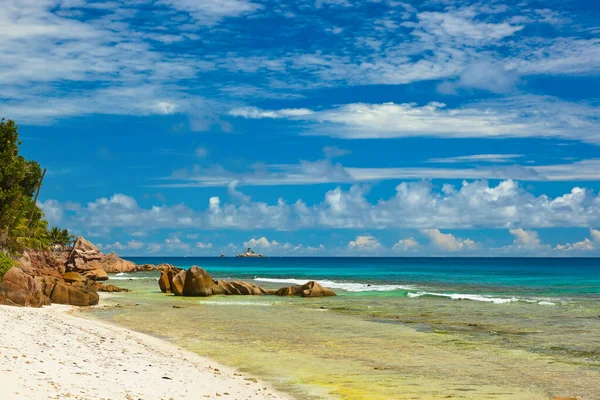 Tropická Pláž Seychelách Dovolená Pozadí — Stock fotografie