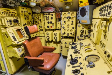 Moskova, Rusya - 4 Mayıs 2018: Deniz Kuvvetleri Müzesi 'ndeki Rus Sovyet denizaltısı.