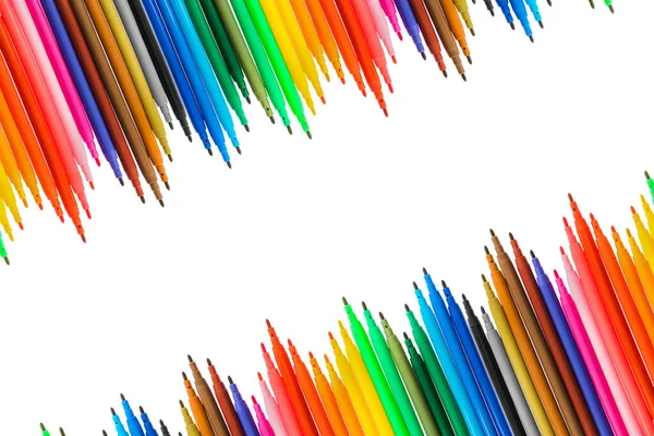 Marcadores Multicoloridos Canetas Feltro Isoladas Sobre Fundo Branco — Fotografia de Stock