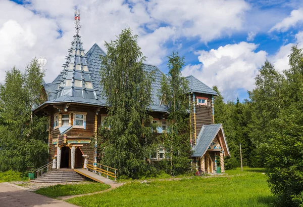 Carved Wooden House Village Mandrogi Russia Architecture Background — Stock Photo, Image