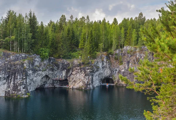 Lac Marbre Dans Parc Montagne Ruskeala Carélie Russie — Photo