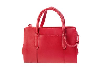 Kırmızı el çantası beyaz arkaplanda izole edildi