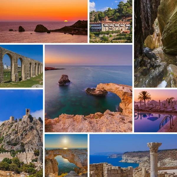 Collage Cyprus Images Photos Travel Architecture Background — Stock Photo, Image