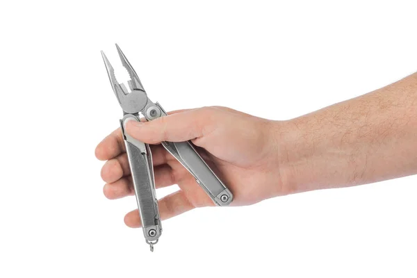 Multitool Hand Geïsoleerd Witte Achtergrond — Stockfoto