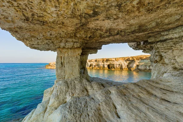 Cuevas Marinas Famosas Ayia Napa Chipre Fondo Naturaleza — Foto de Stock