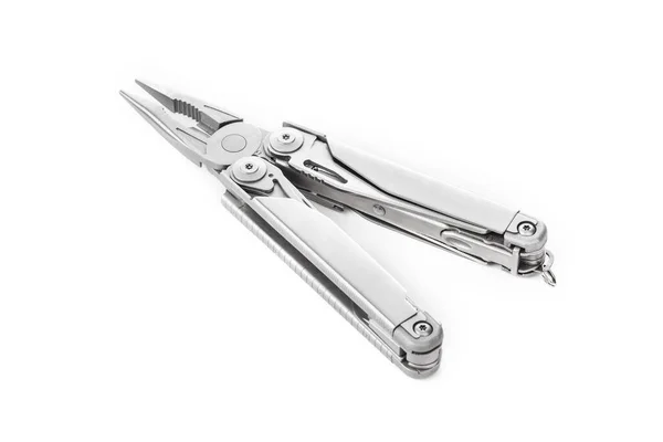 Acél Multitool Izolált Fehér Alapon — Stock Fotó