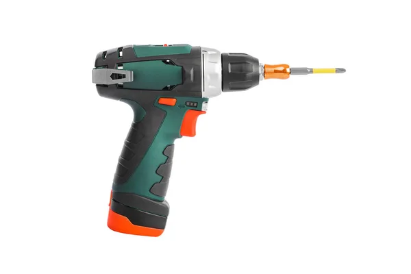 Electric Drill Screwdriver Isolated White Background — Stock Photo, Image