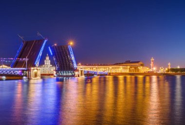 Neva Nehri ve Sarayı (Dvortsovy) Köprüsü - St. Petersburg Rusya