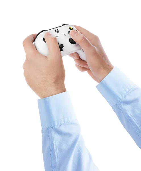 Mosca Russia Aprile 2019 Mani Gamepad Console Xbox Wireless Isolato — Foto Stock