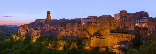 Średniowieczne Miasto Pitigliano Toskanii Włochy Tło Architektury — Zdjęcie stockowe