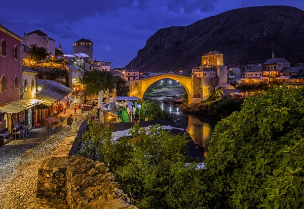 Mostar Daki Eski Köprü Bosna Hersek Mimari Seyahat Geçmişi — Stok fotoğraf