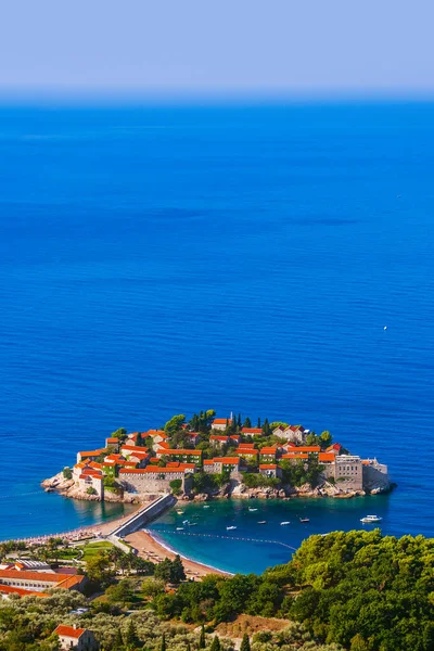 Wyspa Sveti Stefan Czarnogóra Tło Architektury Przyrody — Zdjęcie stockowe