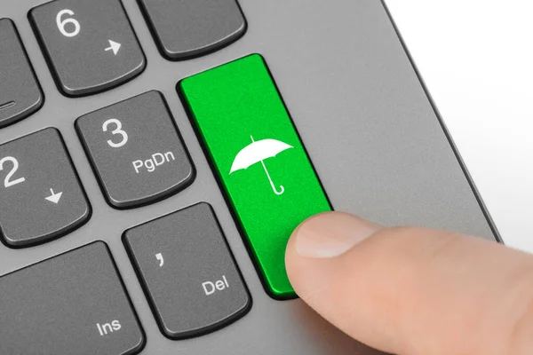 Computertastatur Mit Regenschirmschlüssel Technologischer Hintergrund — Stockfoto