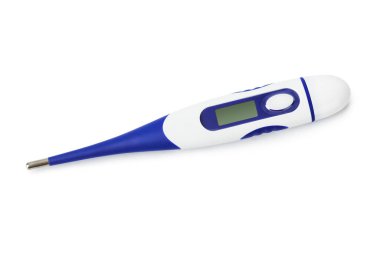 Beyaz arkaplanda boş ekran izole edilmiş elektronik medikal termometre