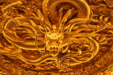 Vahşi Kaz Pagoda 'daki Ejderha Heykeli - Xian Çin - din ve mimari arka plan