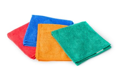 Stack of cleaning rags or towels isolated on white background clipart