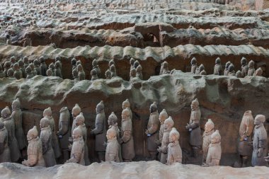 Xian Çin 'deki ünlü Terracotta Ordusu savaşçıları - seyahat geçmişi