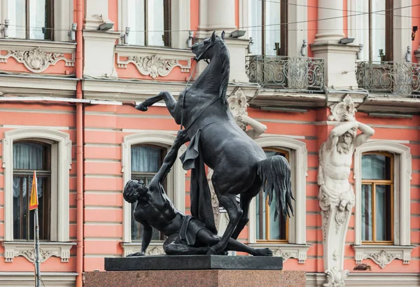 Ponte Anichkov Com Esculturas Cavalos São Petersburgo Rússia — Fotografia de Stock