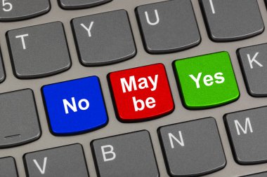 Evet Hayır ve belki de tuşları - iş kavramı ile bilgisayar klavye