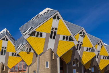 Rotterdam Hollanda - mimari arka plan sarı küp evler