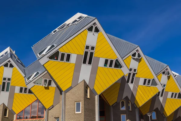 Maisons Cubiques Jaunes Rotterdam Pays Bas Arrière Plan Architectural — Photo