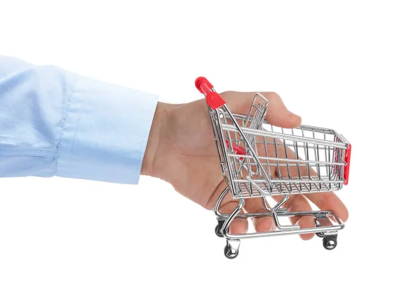 Hand Shopping Cart Isolated White Background — Stock Photo, Image