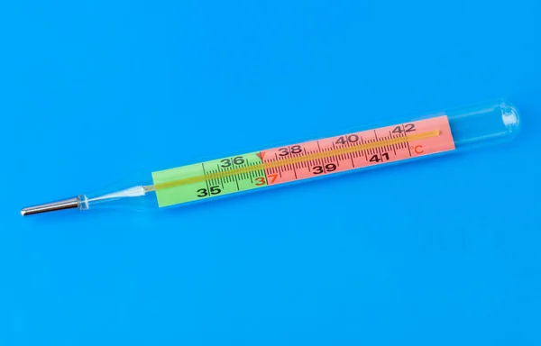 Medical Thermometer Isolated Blue Background — Stock Photo, Image