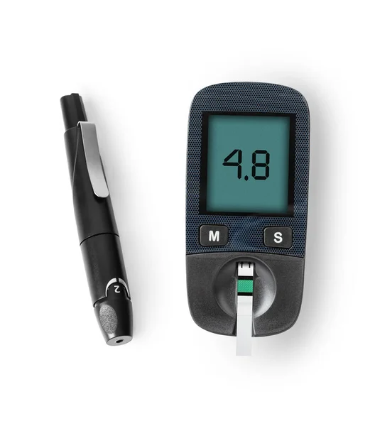 Diabetes Blood Sugar Glucometer Isolated White Background Royalty Free Stock Images