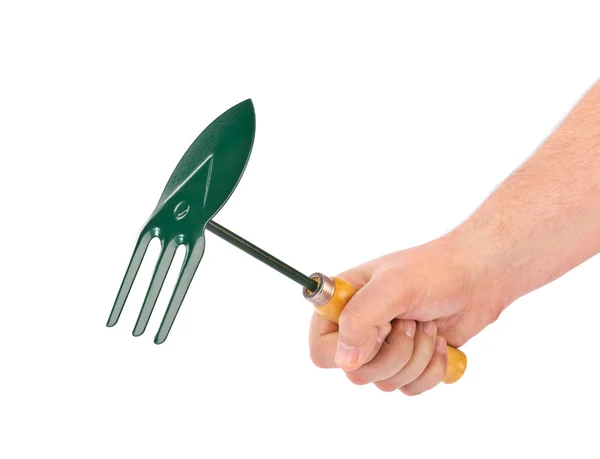 Garden hoe tool in hand — Stock Photo, Image