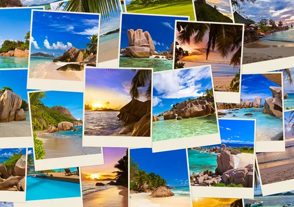 Pilha de fotos de praia de verão — Fotografia de Stock