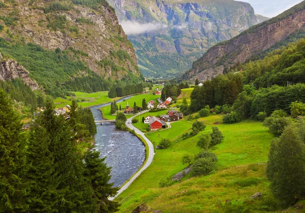 Flam - Norvégia falu — Stock Fotó