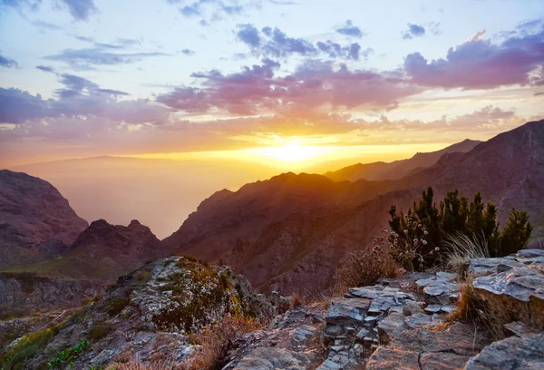 Sunset in canyon Masca at Tenerife island - Canary — Stock Photo, Image